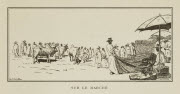 Sur le marché / M.C. Mayor [del.]. - Paris : Société des Missions évangéliques, 1933. - 1 dess. (ill. de livre) : grav., en noir ; 6,5 x 12 cm (im.), 25 x 16 cm (f.).<br />
Dans : "Un petit continent : Madagascar" / H. Rusillon, 2e éd., p. 117